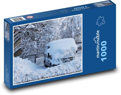 Zasnežené auto - Puzzle 1000 dielikov, rozmer 60x46 cm