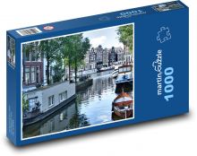 Amsterdam - canal, boats Puzzle 1000 pieces - 60 x 46 cm 