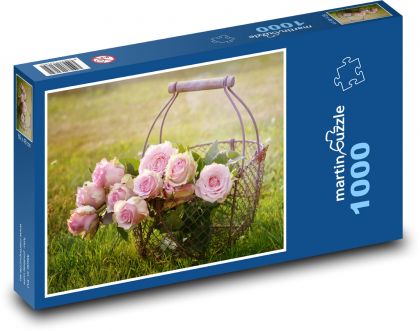 Różowe róże - Puzzle 1000 elementów, rozmiar 60x46 cm