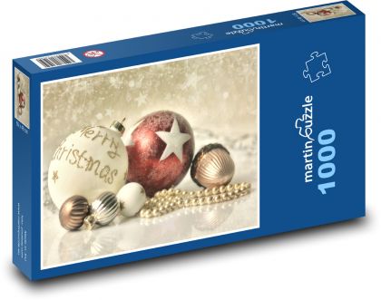 Christmas balls - ornament, Christmas - Puzzle 1000 pieces, size 60x46 cm 