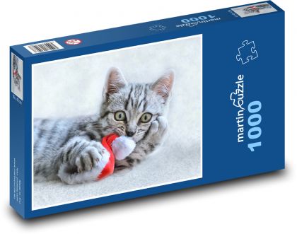 Mačka - domáce zviera, vianoce - Puzzle 1000 dielikov, rozmer 60x46 cm