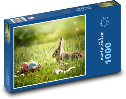 Zajączek - jajka, Wielkanoc - Puzzle 1000 elementów, rozmiar 60x46 cm