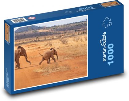 Sloni - safari, Afrika - Puzzle 1000 dílků, rozměr 60x46 cm