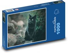 Kočka - domácí, černá Puzzle 1000 dílků - 60 x 46 cm