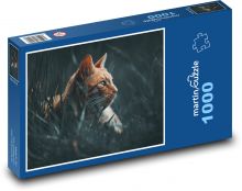 Mačka - tráva, hrdzavá Puzzle 1000 dielikov - 60 x 46 cm 