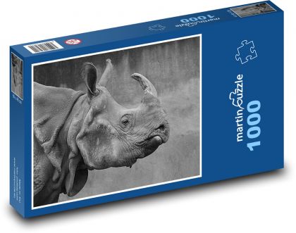 Nosorožec - roh, savec - Puzzle 1000 dílků, rozměr 60x46 cm
