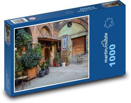 Nádvorie - rastliny, budova - Puzzle 1000 dielikov, rozmer 60x46 cm