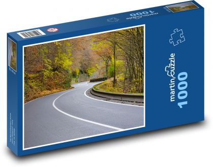 Silnice - asfalt, podzim - Puzzle 1000 dílků, rozměr 60x46 cm