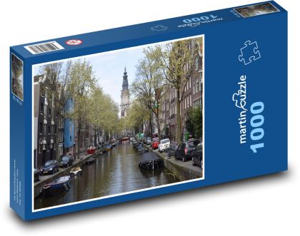 Amsterdam - kanały, Holandia - Puzzle 1000 elementów, rozmiar 60x46 cm