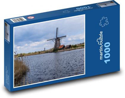 Holandsko - Kinderdijk, mlyn - Puzzle 1000 dielikov, rozmer 60x46 cm