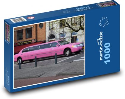 Limuzína - auto, růžové - Puzzle 1000 dílků, rozměr 60x46 cm
