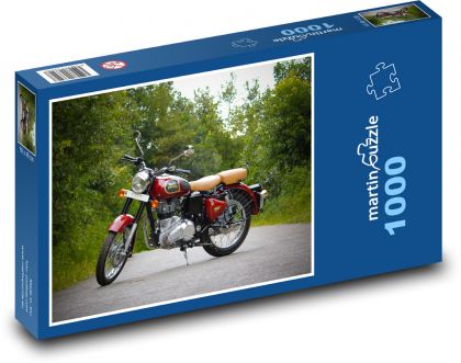 Motocykl - červený, Royal Enfield - Puzzle 1000 dílků, rozměr 60x46 cm