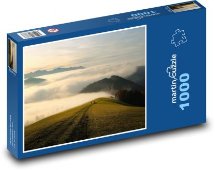 Hory - mlha, nebe, mraky - Puzzle 1000 dílků, rozměr 60x46 cm