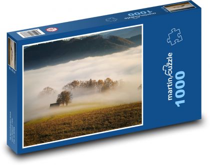Morgennebel über der Wiese - Puzzle - 1000 Teile