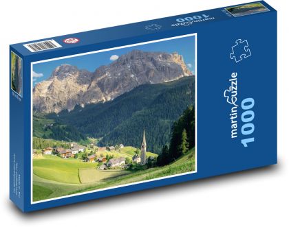 Alpy - vesnice, hory - Puzzle 1000 dílků, rozměr 60x46 cm