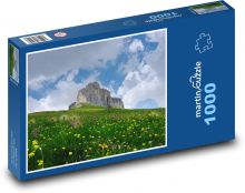 Blumenwiese unter dem Felsen Puzzle 1000 Teile - 60 x 46 cm