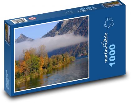 Řeka - podzimní krajina, hory - Puzzle 1000 dílků, rozměr 60x46 cm