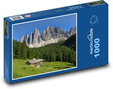 Přírodní scenérie - hory, stodola Puzzle 1000 dílků - 60 x 46 cm