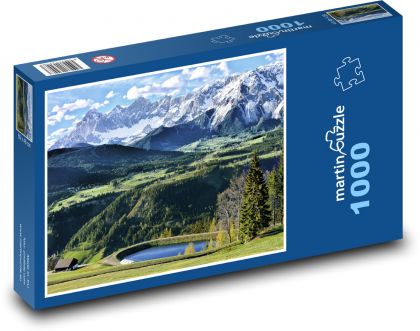 Austria - Alpy, staw, góry - Puzzle 1000 elementów, rozmiar 60x46 cm