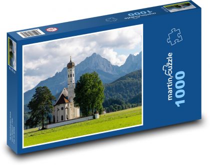 Austria - kościół w Alpach - Puzzle 1000 elementów, rozmiar 60x46 cm