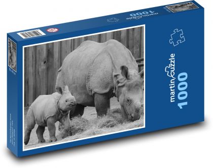 Nosorožec - mláďa, zviera - Puzzle 1000 dielikov, rozmer 60x46 cm