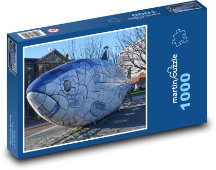 Ryba - umění, socha - Puzzle 1000 dílků, rozměr 60x46 cm