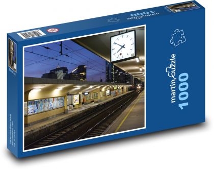 Vlak - stanice, železnice - Puzzle 1000 dílků, rozměr 60x46 cm