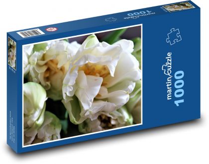 Tulipany - białe, wiosenne - Puzzle 1000 elementów, rozmiar 60x46 cm