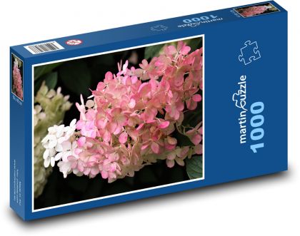 Hortenzia - ružová, kvet - Puzzle 1000 dielikov, rozmer 60x46 cm