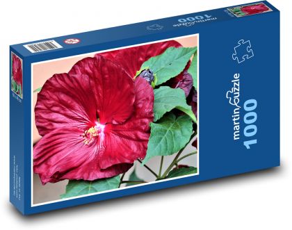 Ibištek - červený, záhrada - Puzzle 1000 dielikov, rozmer 60x46 cm