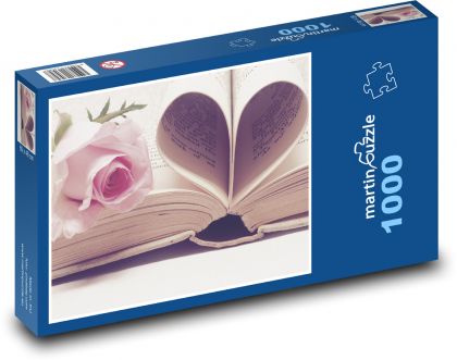 Valentýn - růže, srdce - Puzzle 1000 dílků, rozměr 60x46 cm