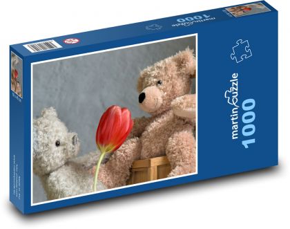 Medvedík ako valentínsky darček - Puzzle 1000 dielikov, rozmer 60x46 cm