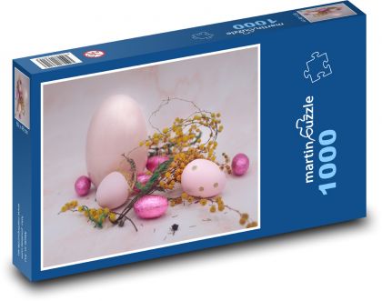 Velikonoce - vajíčka, dekorace - Puzzle 1000 dílků, rozměr 60x46 cm