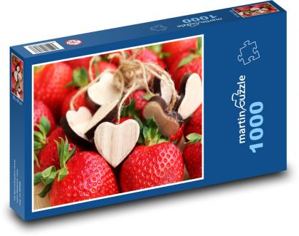 Jahody - srdce, ovoce - Puzzle 1000 dílků, rozměr 60x46 cm