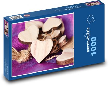 Srdce - dřevo, romantika - Puzzle 1000 dílků, rozměr 60x46 cm
