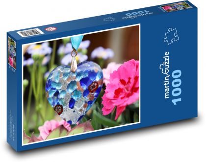 Niebieskie serca, romans - Puzzle 1000 elementów, rozmiar 60x46 cm