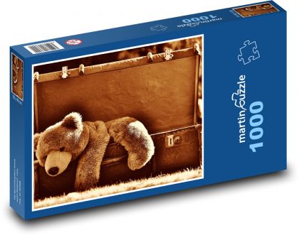 Walizka - miś - Puzzle 1000 elementów, rozmiar 60x46 cm
