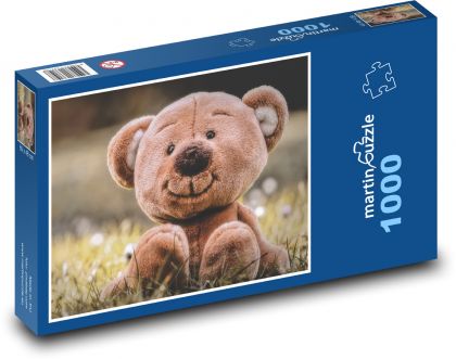 Medvídek - hračka, louka - Puzzle 1000 dílků, rozměr 60x46 cm