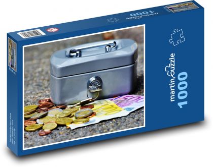 Pokladnička - peníze, kasa - Puzzle 1000 dílků, rozměr 60x46 cm