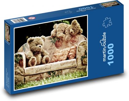 Medvěd - plyšový, gauč - Puzzle 1000 dílků, rozměr 60x46 cm