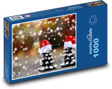 Vánoce - jedle, sníh Puzzle 1000 dílků - 60 x 46 cm