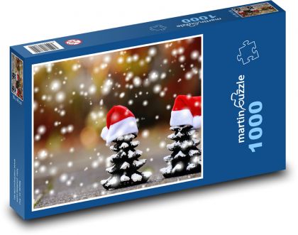 Vánoce - jedle, sníh - Puzzle 1000 dílků, rozměr 60x46 cm