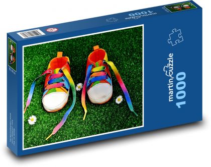 Tęczowe buty dziecięce - Puzzle 1000 elementów, rozmiar 60x46 cm