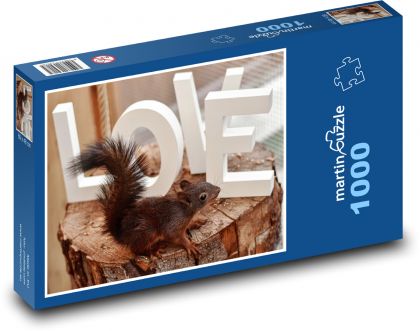 Veverka - láska, pařez - puzzle 1000 dílků