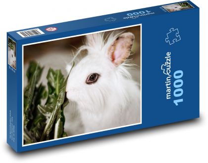 Zakrslý králík - domácí zvíře, bílý králík - Puzzle 1000 dílků, rozměr 60x46 cm