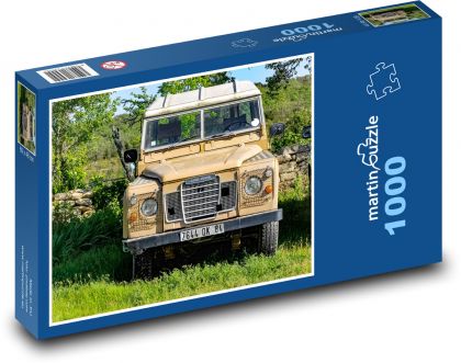Auto - žlutý Land Rover - Puzzle 1000 dílků, rozměr 60x46 cm