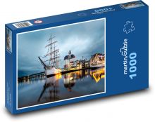 Švédsko - loď, přístav Puzzle 1000 dílků - 60 x 46 cm