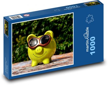 Wesoła świnia - dekoracja, ceramika - Puzzle 1000 elementów, rozmiar 60x46 cm