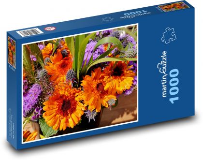 Jiřina - letné kvety, záhrada - Puzzle 1000 dielikov, rozmer 60x46 cm
