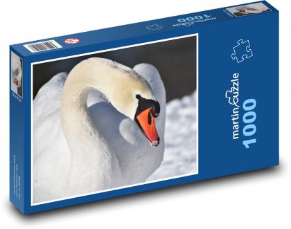 Labuť - vodní pták, zima - puzzle 1000 dílků